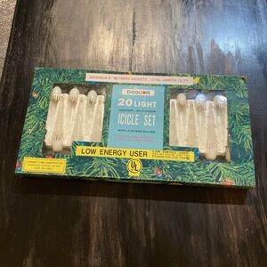 Vintage Christmas Icicle lights NOS original box holiday decoration Beacon 1981